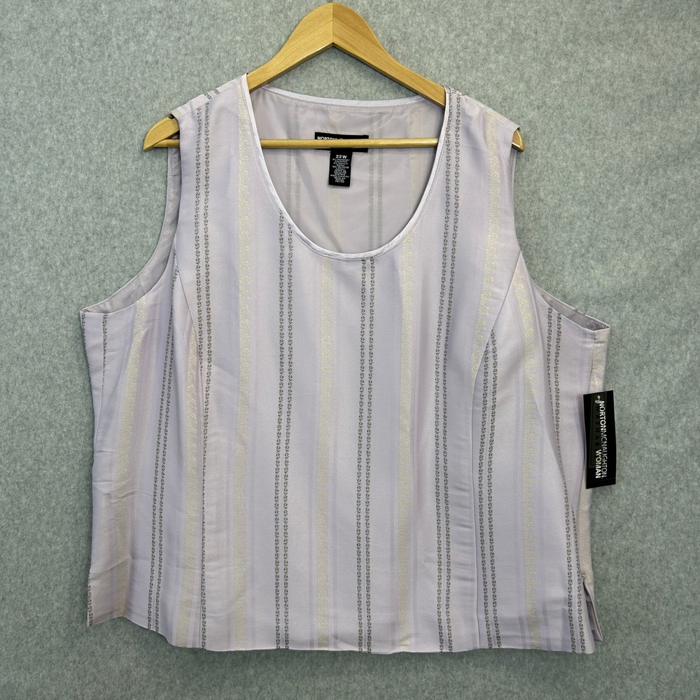 Norton McNaughton Tank Top Lavender Purple Satin Sleeveless Plus Size 22W NWT